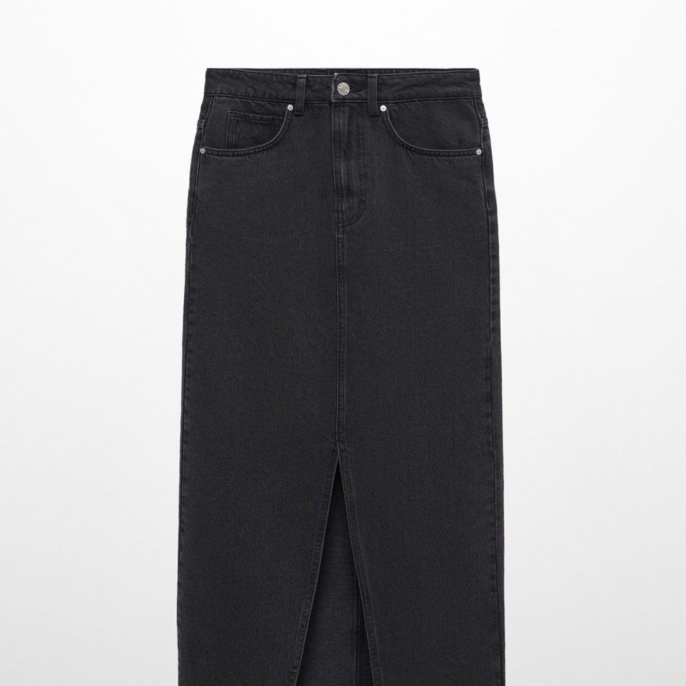 Mango Black Denim Midi Skirt